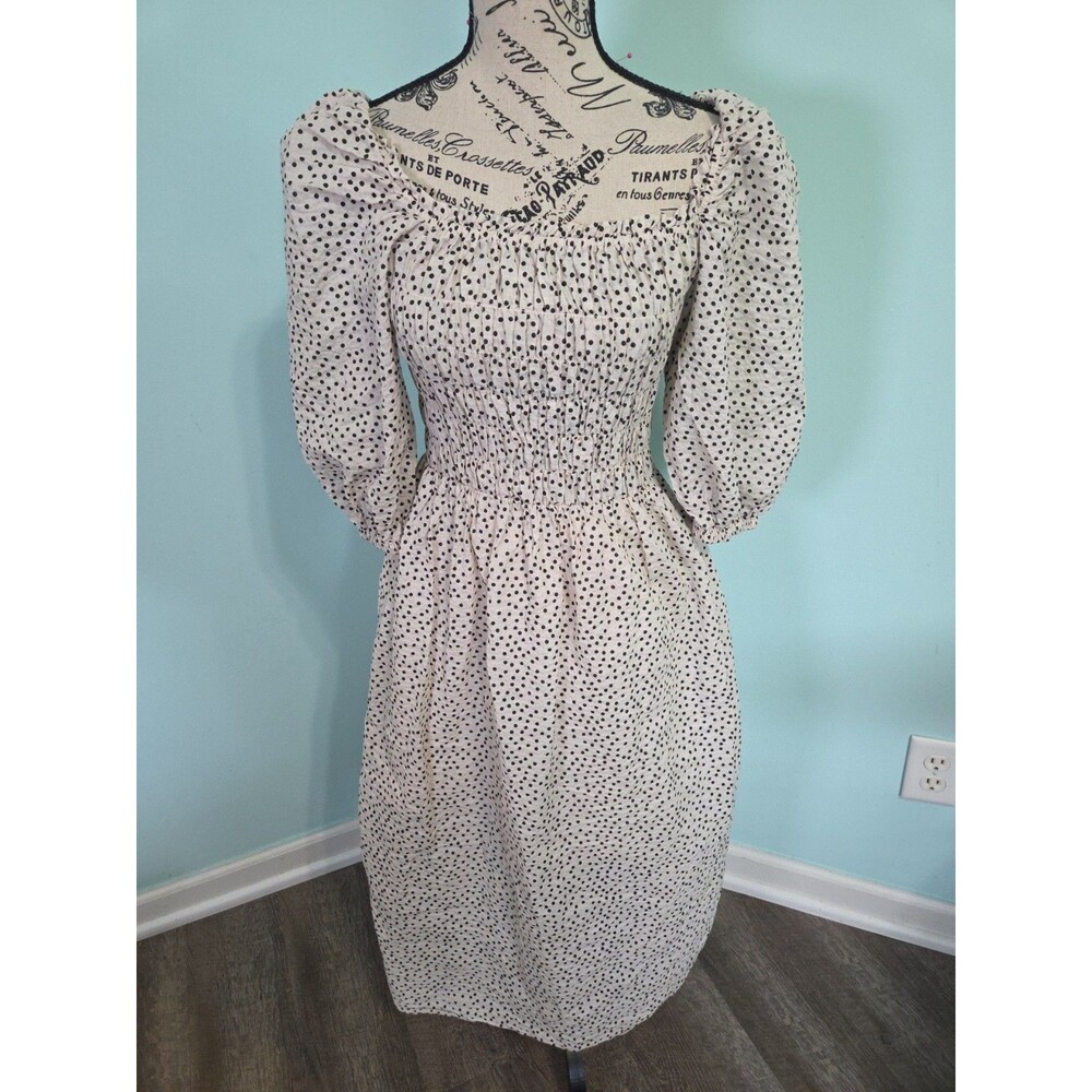 JUST FEMALE Avi Dress 34 us extra small smocked polka dot